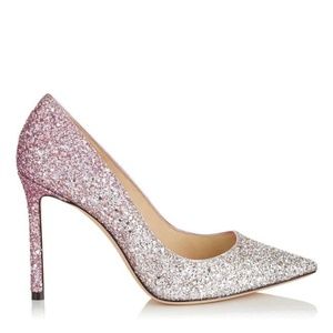 Size 37.5 Jimmy Choo Romy 100 Platinum
